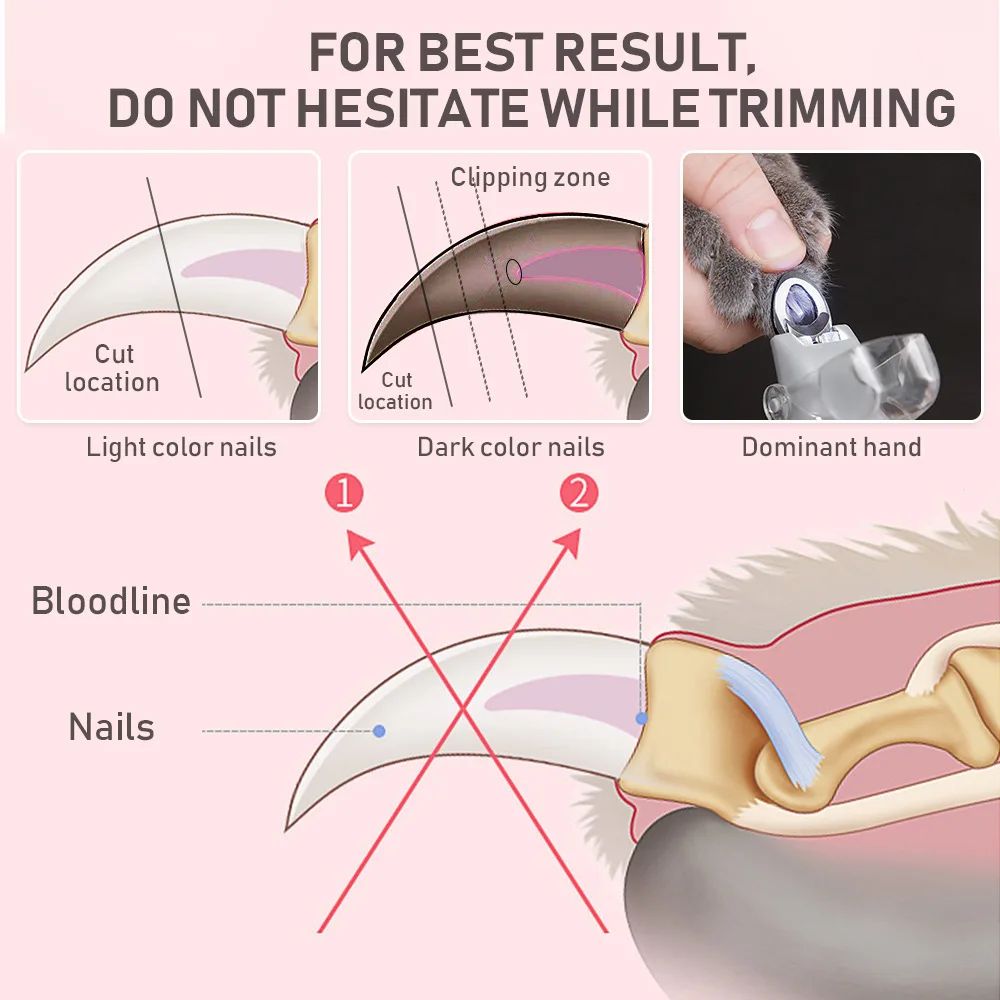 Multifunction Pet Nail Clipper with LED Light Dog Cat Special Nail Clipper Nail Trimmer Pet Cleaning Grooming Supplies Nail Clipper with LED Light for Cats Puppy Professional Illuminated Pet Care