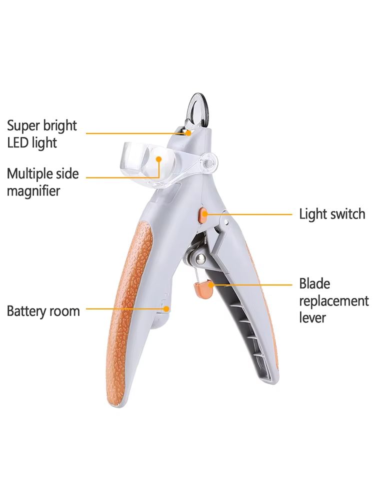 Multifunction Pet Nail Clipper with LED Light Dog Cat Special Nail Clipper Nail Trimmer Pet Cleaning Grooming Supplies Nail Clipper with LED Light for Cats Puppy Professional Illuminated Pet Care