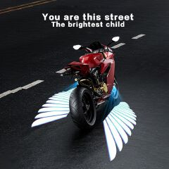 2pcs Motorcycle Logo LED Light Universal Motorcycle Projector Lights for Angel Wing Logo Waterproof Motorcycle Shadow Light Accessories for Motor Scooter Electric Vehicle Moto Lovers Gift