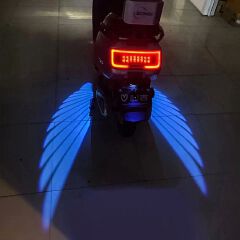 2pcs Motorcycle Logo LED Light Universal Motorcycle Projector Lights for Angel Wing Logo Waterproof Motorcycle Shadow Light Accessories for Motor Scooter Electric Vehicle Moto Lovers Gift