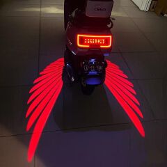 2pcs Motorcycle Logo LED Light Universal Motorcycle Projector Lights for Angel Wing Logo Waterproof Motorcycle Shadow Light Accessories for Motor Scooter Electric Vehicle Moto Lovers Gift