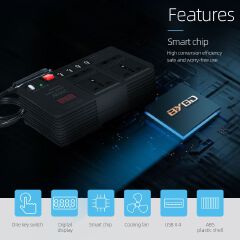 300W Car Inverter 12V to 220V-240V Car Power Adapter Converter Splitter 4 USB Charger Fast Charging Car Inverter 300W Power Inverter Car Power Converter