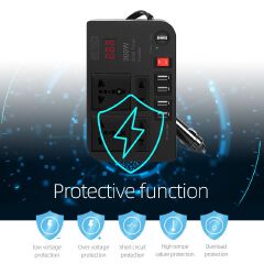 300W Car Inverter 12V to 220V-240V Car Power Adapter Converter Splitter 4 USB Charger Fast Charging Car Inverter 300W Power Inverter Car Power Converter