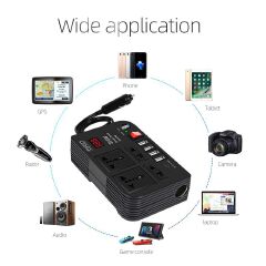 300W Car Inverter 12V to 220V-240V Car Power Adapter Converter Splitter 4 USB Charger Fast Charging Car Inverter 300W Power Inverter Car Power Converter