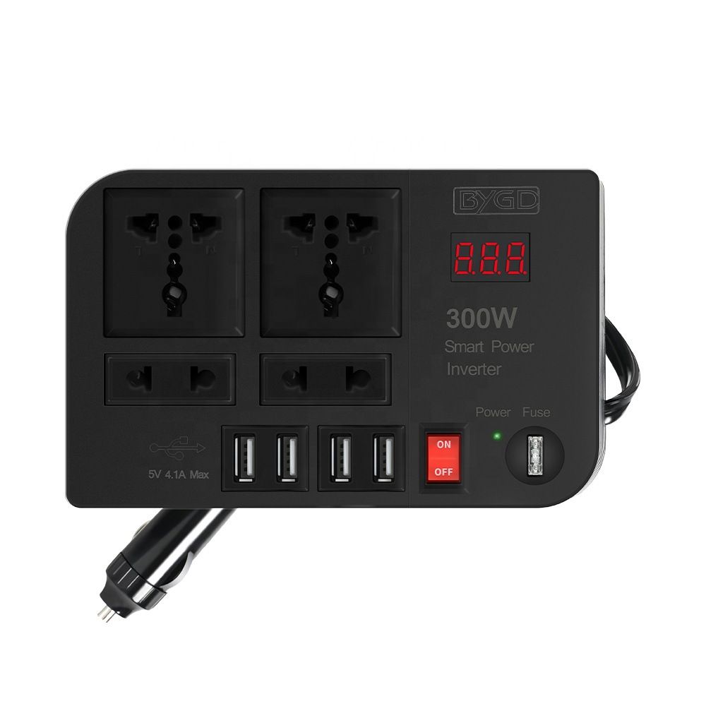 300W Car Inverter 12V to 220V-240V Car Power Adapter Converter Splitter 4 USB Charger Fast Charging Car Inverter 300W Power Inverter Car Power Converter