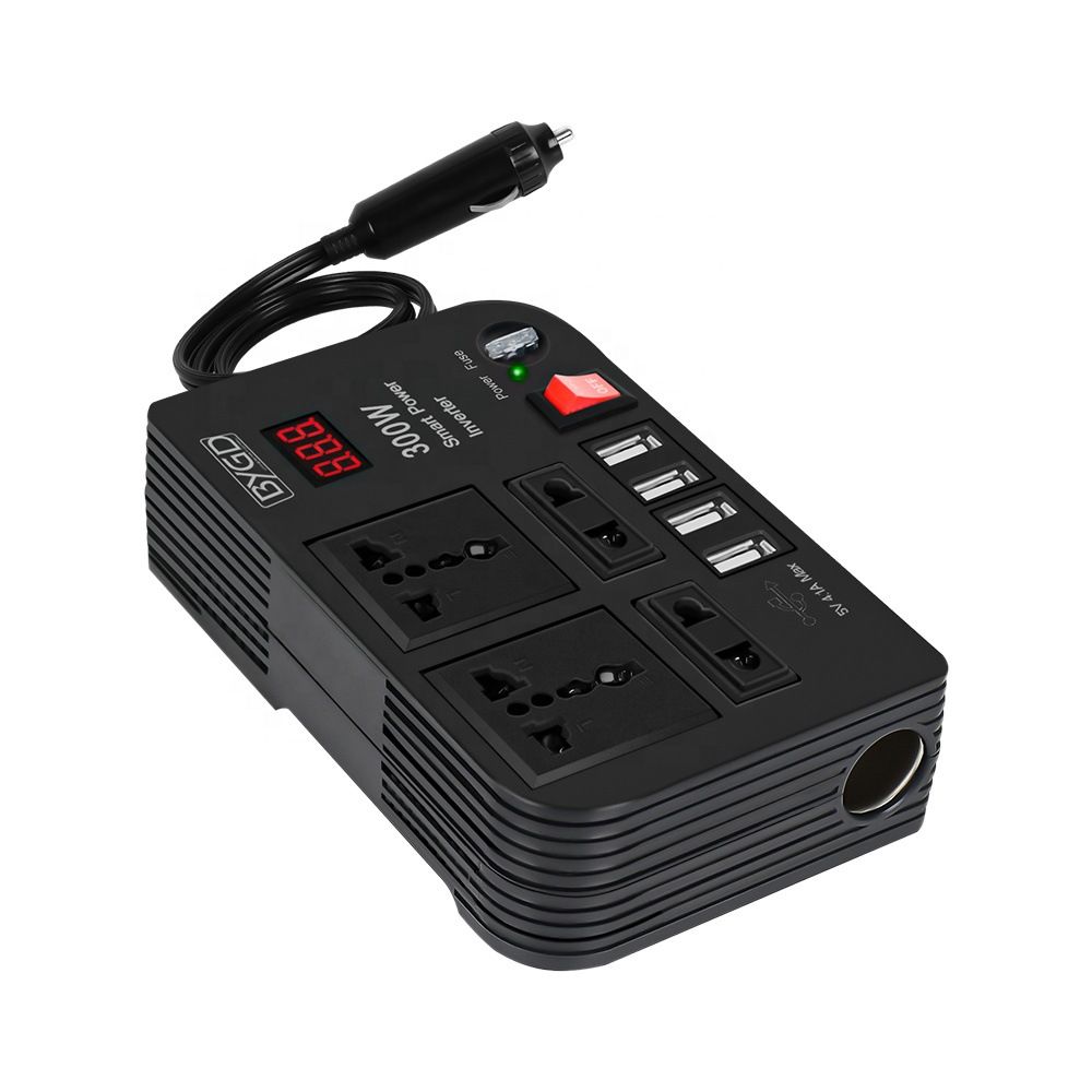 300W Car Inverter 12V to 220V-240V Car Power Adapter Converter Splitter 4 USB Charger Fast Charging Car Inverter 300W Power Inverter Car Power Converter