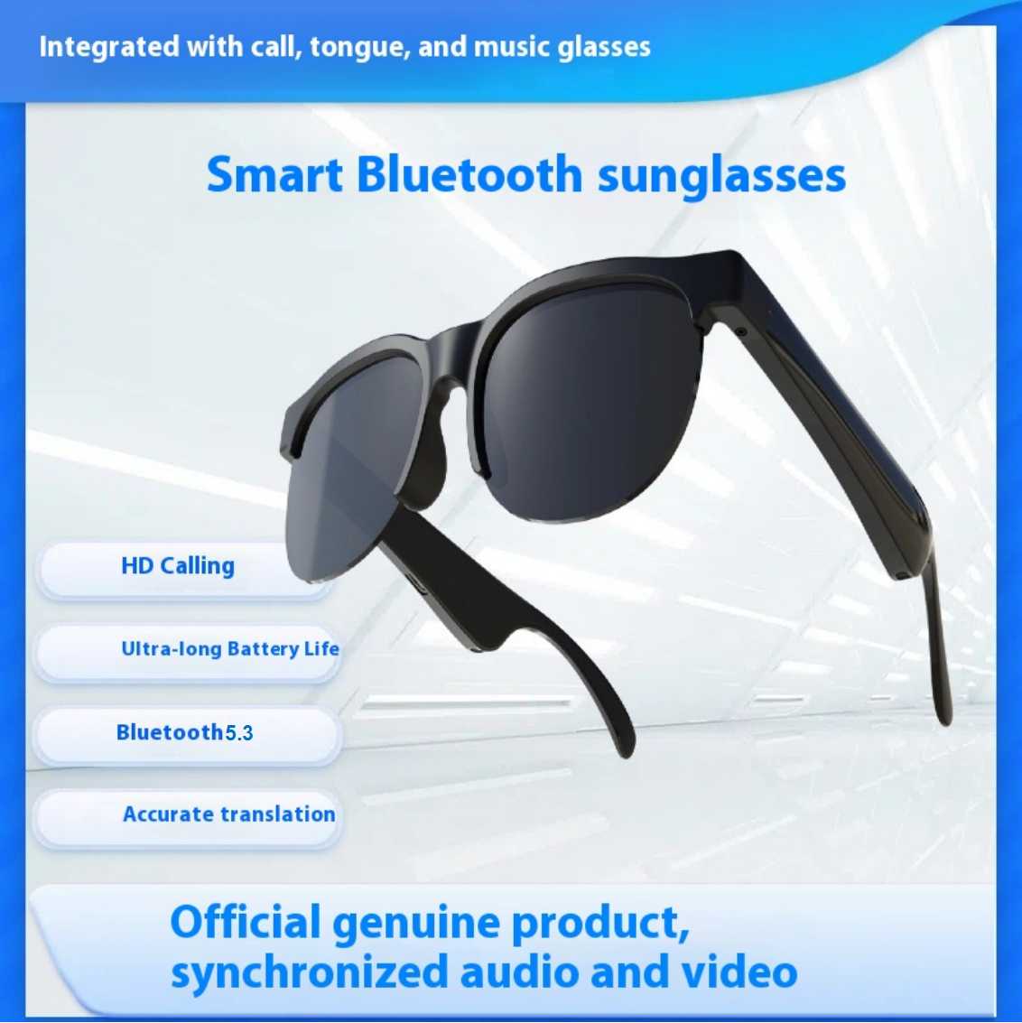 New Smart Translator Glasses GM Wireless Bluetooth Glasses With Microphone Earphone Glasses Bluetooth Glasses with 150 Translation UV Protection Waterproof Music Calling for Travel Work Fashion Gift