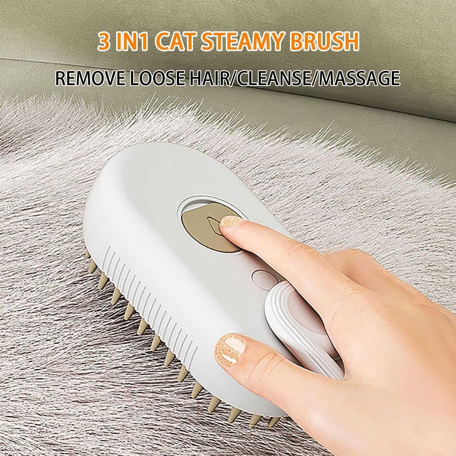 3 in 1 Cat Grooming Brush Water Spray Self-Cleaning Shedding Brush for Cats Dogs Pet Hair Removal Massage Comb for Long Short Hair Comb for Cats Dogs Steam Water Brush with Electric Grooming Massage