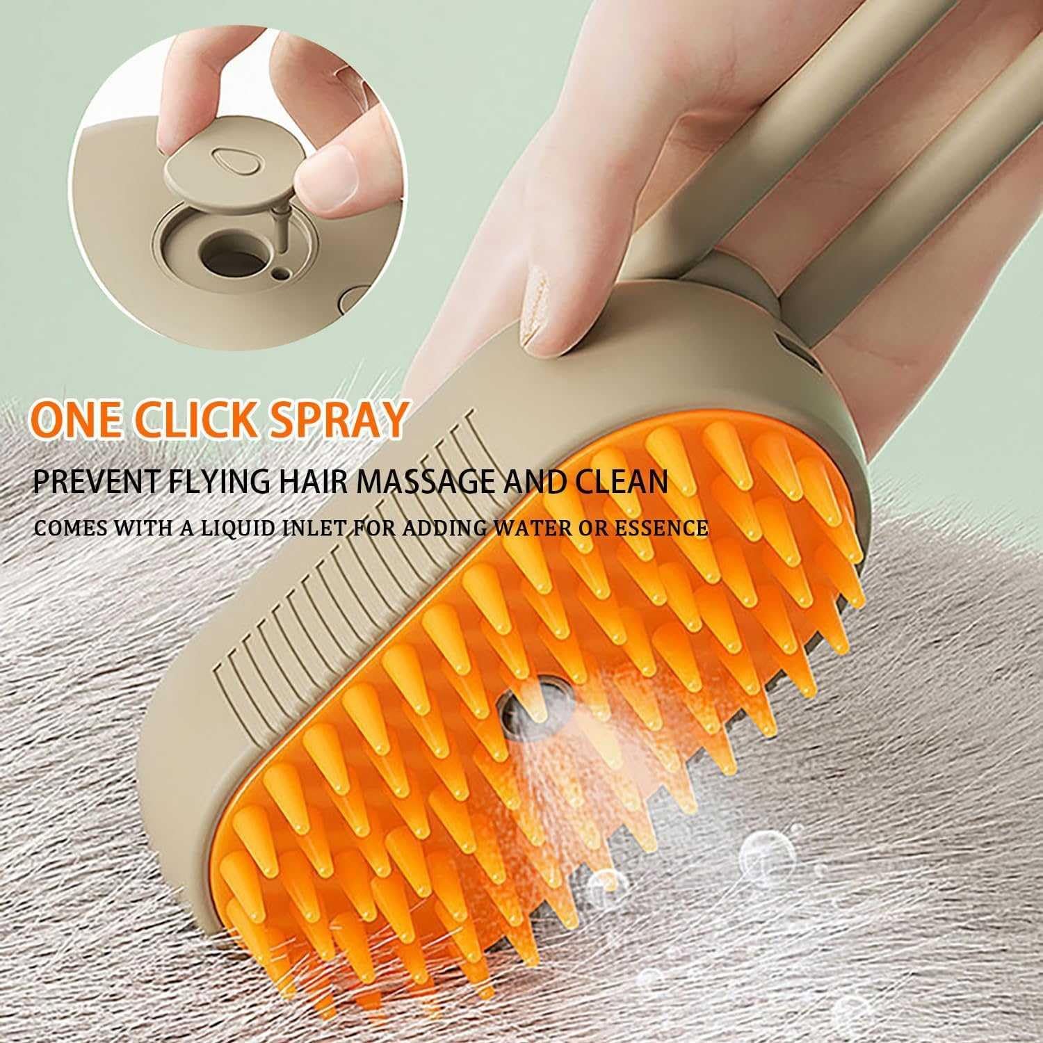 3 in 1 Cat Grooming Brush Water Spray Self-Cleaning Shedding Brush for Cats Dogs Pet Hair Removal Massage Comb for Long Short Hair Comb for Cats Dogs Steam Water Brush with Electric Grooming Massage