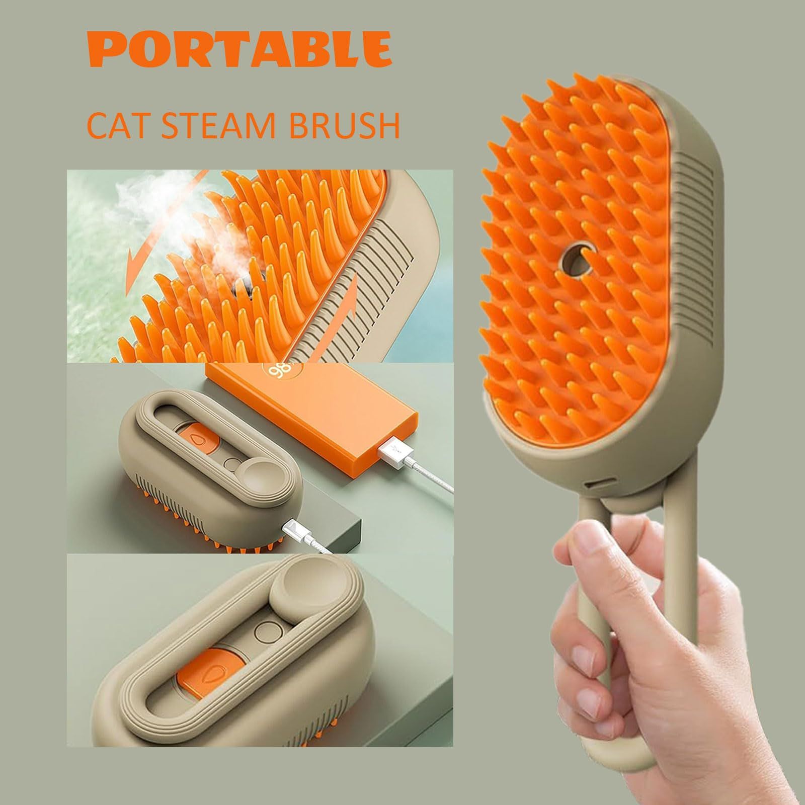 3 in 1 Cat Grooming Brush Water Spray Self-Cleaning Shedding Brush for Cats Dogs Pet Hair Removal Massage Comb for Long Short Hair Comb for Cats Dogs Steam Water Brush with Electric Grooming Massage