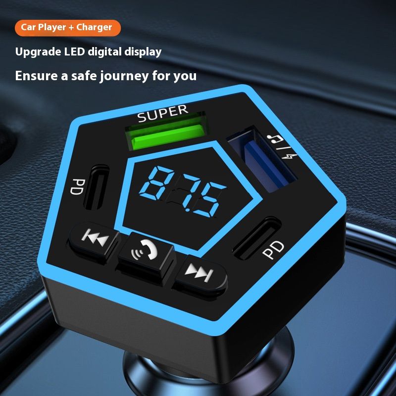 Multifunctional And New Bluetooth FM Transmitter 5.5 Wireless Car Adapter Support USB and PD Fast Charging FM Transmitter Radio Receiver Hands-Free Calling Support Upgrade with LED Digital Display