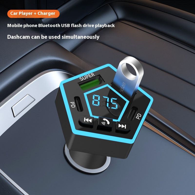 Multifunctional And New Bluetooth FM Transmitter 5.5 Wireless Car Adapter Support USB and PD Fast Charging FM Transmitter Radio Receiver Hands-Free Calling Support Upgrade with LED Digital Display