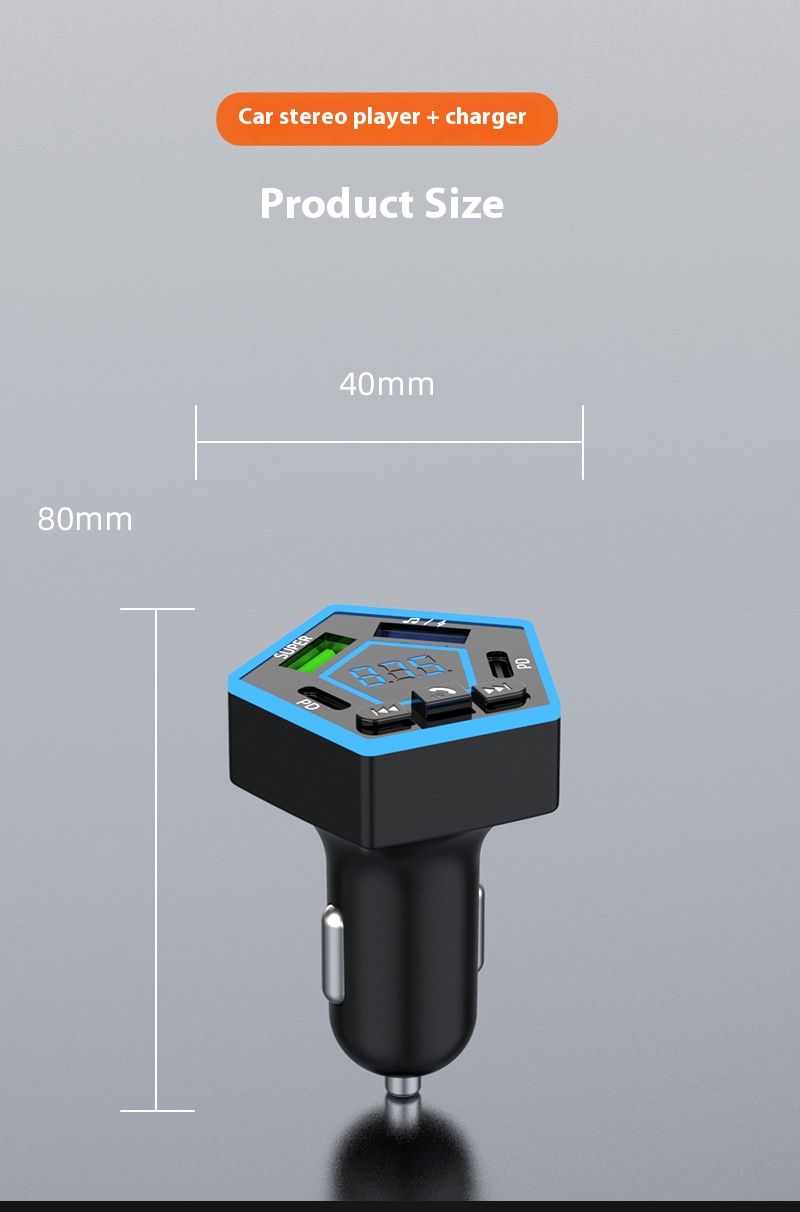 Multifunctional And New Bluetooth FM Transmitter 5.5 Wireless Car Adapter Support USB and PD Fast Charging FM Transmitter Radio Receiver Hands-Free Calling Support Upgrade with LED Digital Display