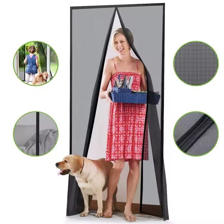 New Magnetic Screen Door, Anti Mosquito and Fly Screen Door Curtain, 100x200cm Fly Screen Door White with Magnets Heavy Duty Mesh Curtain, Front Door Apartments and More, Pet and Kid Entry Friendly