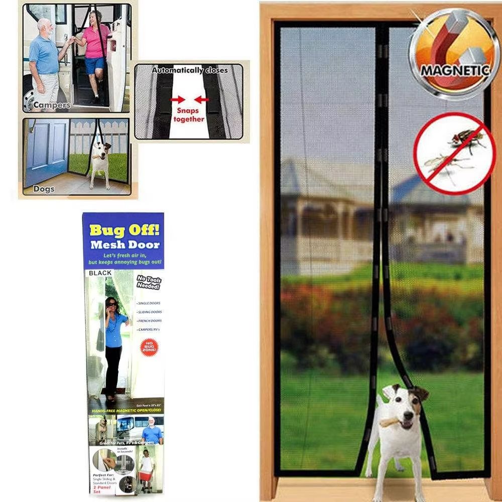 New Magnetic Screen Door, Anti Mosquito and Fly Screen Door Curtain, 100x200cm Fly Screen Door White with Magnets Heavy Duty Mesh Curtain, Front Door Apartments and More, Pet and Kid Entry Friendly