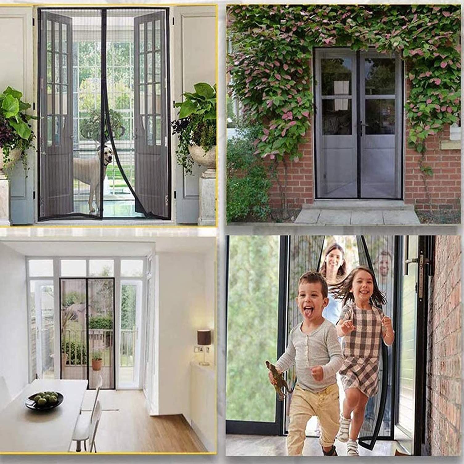 New Magnetic Screen Door, Anti Mosquito and Fly Screen Door Curtain, 100x200cm Fly Screen Door White with Magnets Heavy Duty Mesh Curtain, Front Door Apartments and More, Pet and Kid Entry Friendly