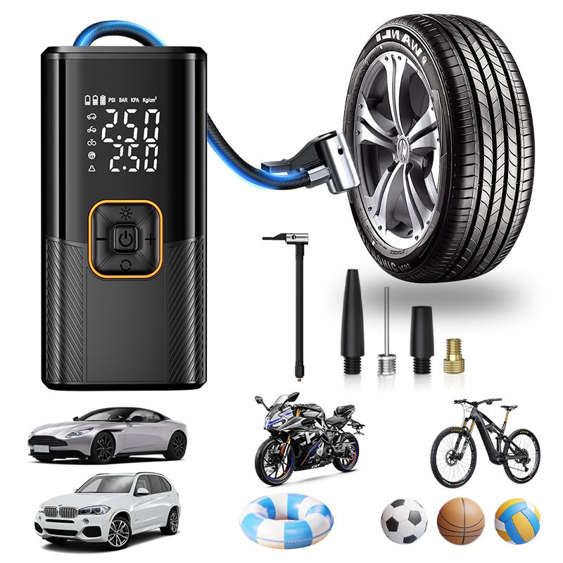 Electric Air Pump, Cordless Smart Inflator, Wireless 4-Mode Device, Digital Display, LED Lighting, Rechargeable, Fast Inflation, Portable pump for Car, Bike, Balls, Travel, Camping, Home, Outdoor Use