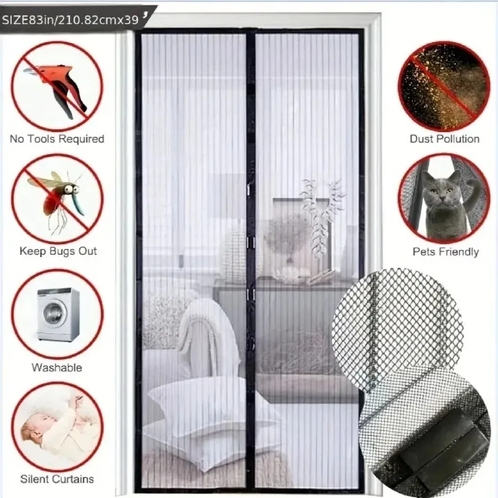 Magnetic Mosquito Net Door, Magnetic Fly Screen Door, Various Sizes, Mosquito Net Curtain Exterior Door, Self-Closing, No Tools Required, Easy to Install Door, Veranda, Insect Repellent, Eco Friendly