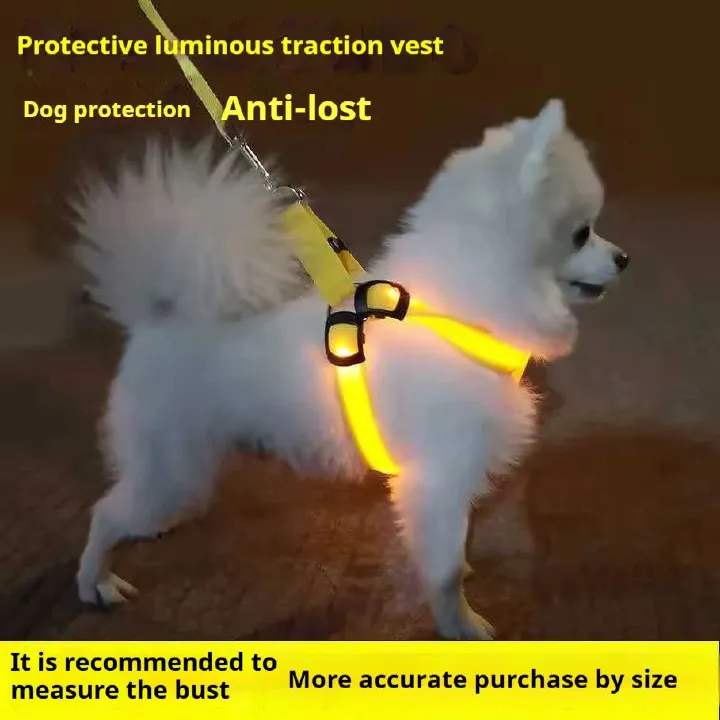 Hot Popular USB Recharge LED Dog Harness Pet Cat Dog Collar Harness Vest Safety Lighted Dog Harness Ultra Comfort Lifetime Durability Pet Harness for Small and Medium Dog Breeds