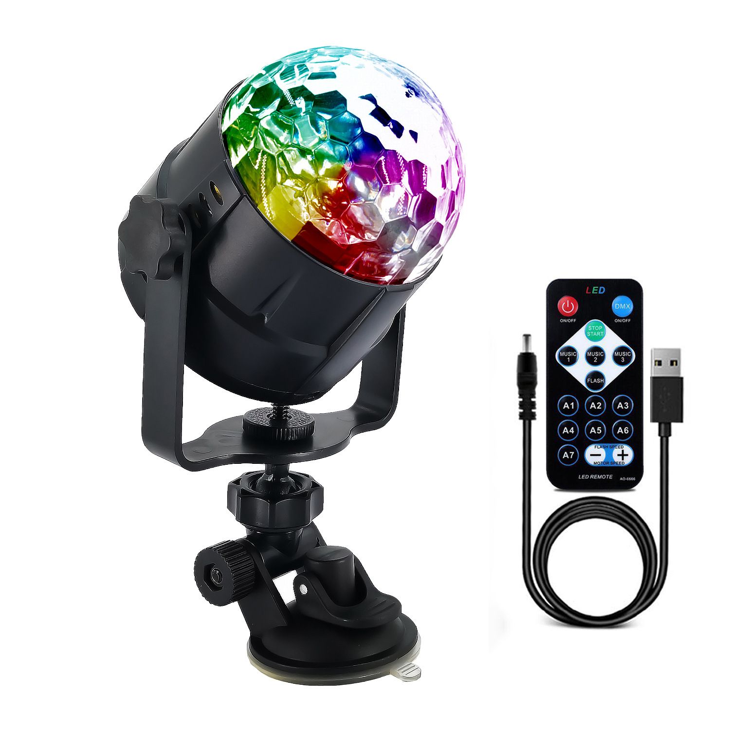 Disco Ball Light with Remote Control and suction mount 7 Color LED Strobe Sound Activated Mini Portable Party Lights for Birthdays DJ Clubs Karaoke Bar Weddings Car and Home Decoration
