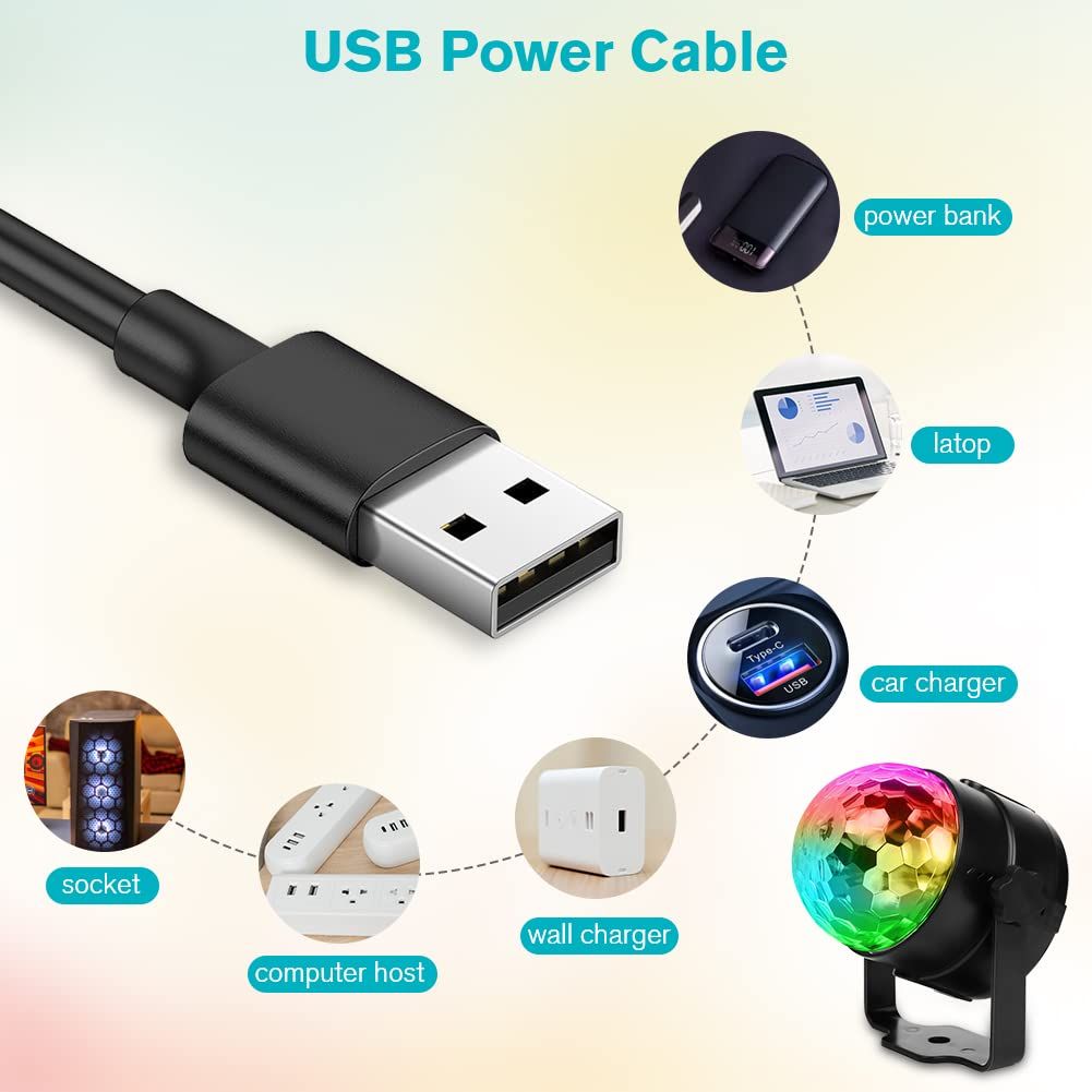 Disco Ball Light with Remote Control and suction mount 7 Color LED Strobe Sound Activated Mini Portable Party Lights for Birthdays DJ Clubs Karaoke Bar Weddings Car and Home Decoration