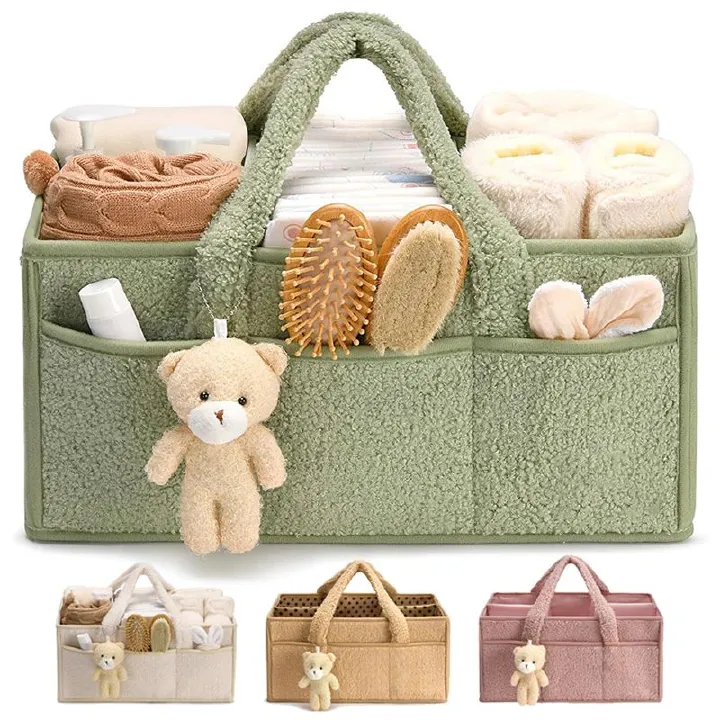 Stylish Diaper Caddy Organizer for Changing Table, Storage Basket for Wipes, Gift for Baby Shower, Car Organizer, Nursery Organizer, Portable Storage Plush Baby Diapers Storage Bag Diapers Storage Bag