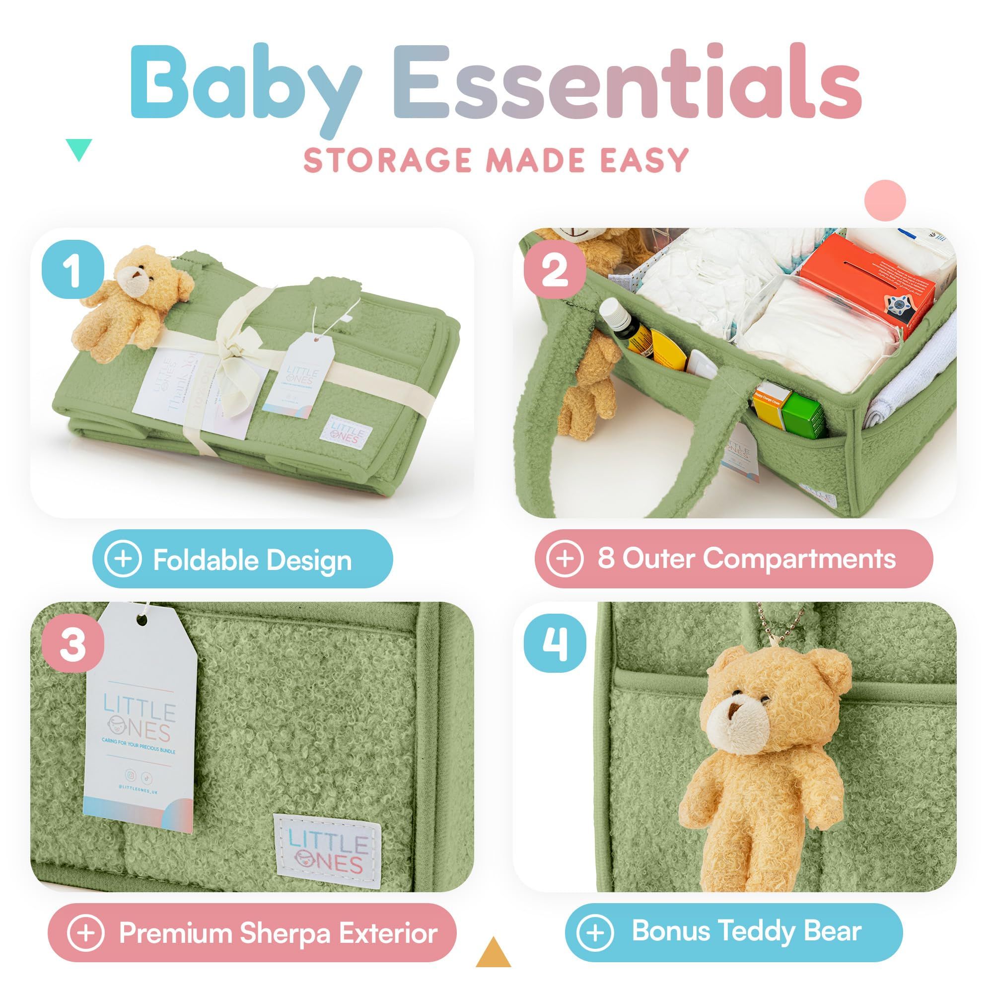 Stylish Diaper Caddy Organizer for Changing Table, Storage Basket for Wipes, Gift for Baby Shower, Car Organizer, Nursery Organizer, Portable Storage Plush Baby Diapers Storage Bag Diapers Storage Bag