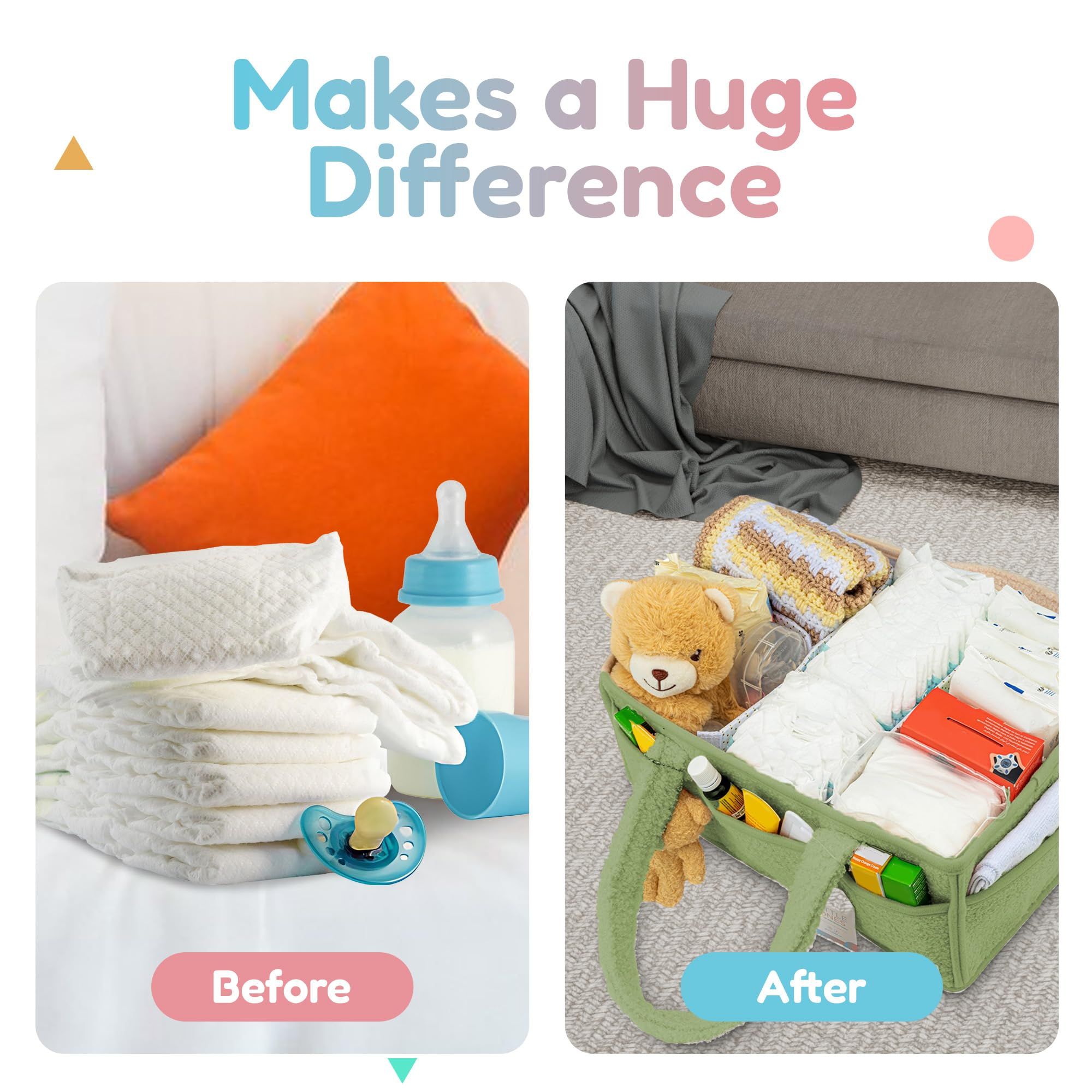 Stylish Diaper Caddy Organizer for Changing Table, Storage Basket for Wipes, Gift for Baby Shower, Car Organizer, Nursery Organizer, Portable Storage Plush Baby Diapers Storage Bag Diapers Storage Bag