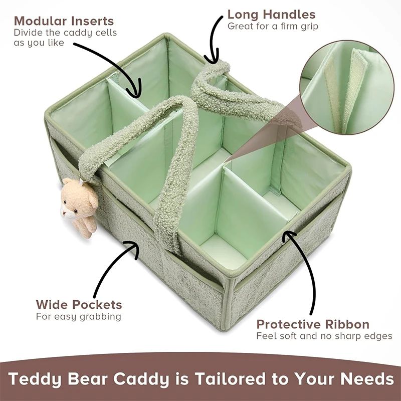 Stylish Diaper Caddy Organizer for Changing Table, Storage Basket for Wipes, Gift for Baby Shower, Car Organizer, Nursery Organizer, Portable Storage Plush Baby Diapers Storage Bag Diapers Storage Bag