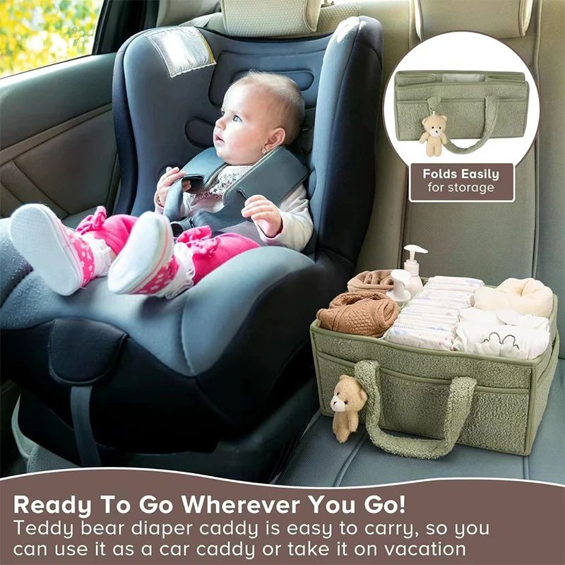 Stylish Diaper Caddy Organizer for Changing Table, Storage Basket for Wipes, Gift for Baby Shower, Car Organizer, Nursery Organizer, Portable Storage Plush Baby Diapers Storage Bag Diapers Storage Bag