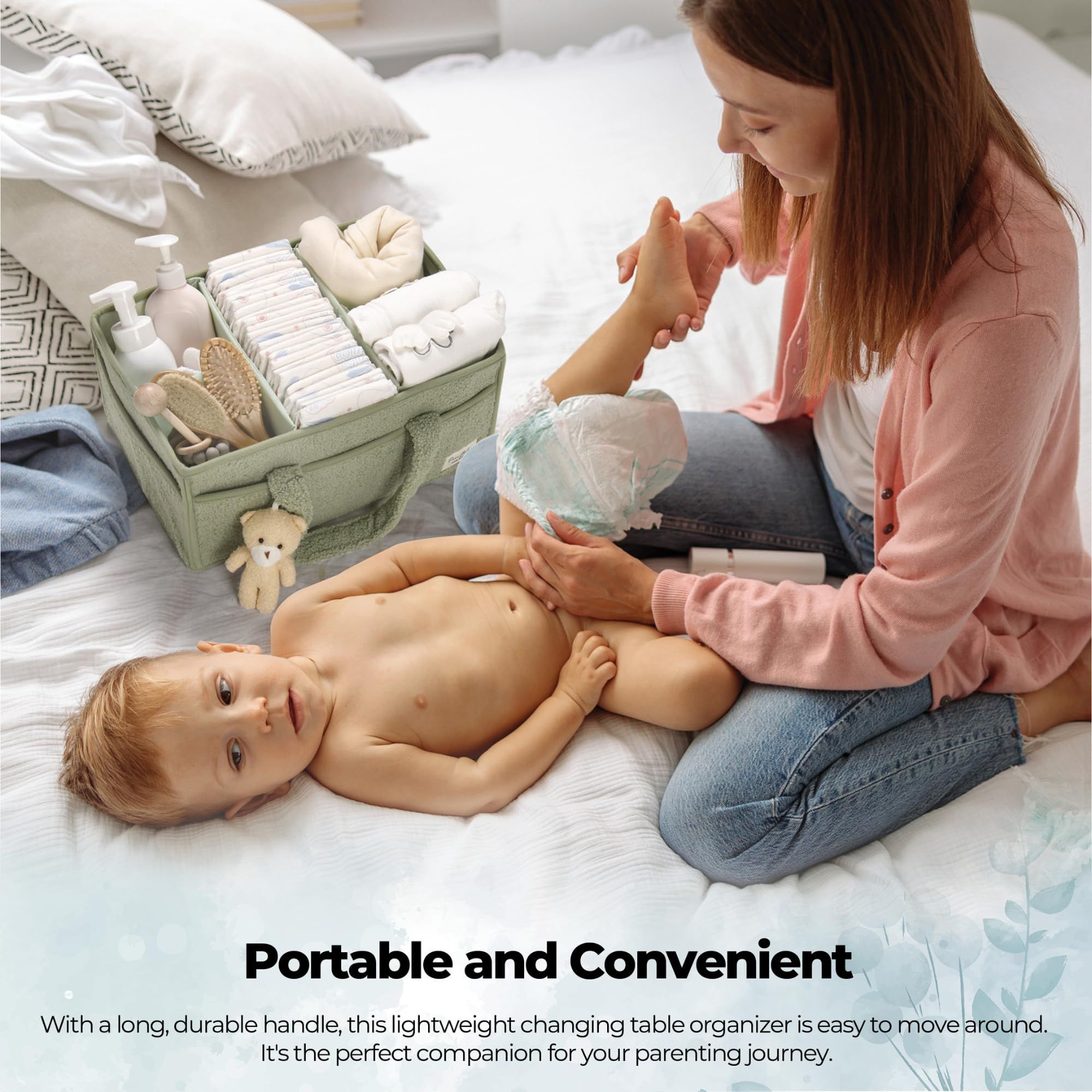 Stylish Diaper Caddy Organizer for Changing Table, Storage Basket for Wipes, Gift for Baby Shower, Car Organizer, Nursery Organizer, Portable Storage Plush Baby Diapers Storage Bag Diapers Storage Bag