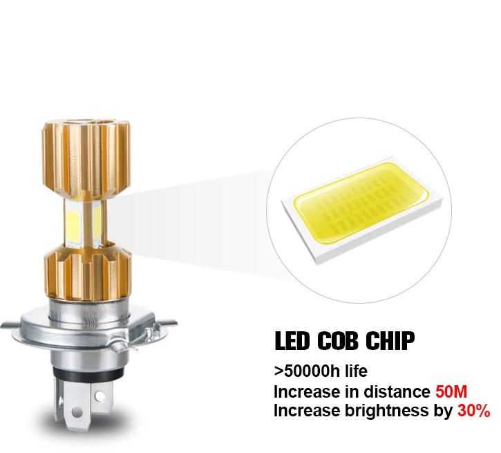 H4 BA20D P15D LED 18W 3 COB Motorcycle Headlight Bulb White Car LED Fog Lights 6000K 12V