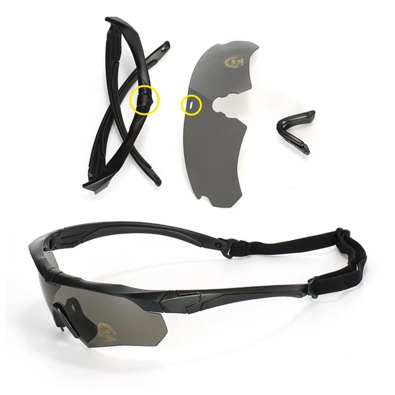 New Tactical Goggles 3 Lens Set HD Tactical Cycling Goggles CS Airsoft Windproof Army Shooting Glasses Motorcycle Cycling Outdoor Sport Dustproof Safety Protective Glasses Eyewear