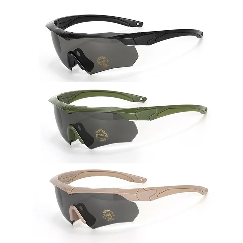New Tactical Goggles 3 Lens Set HD Tactical Cycling Goggles CS Airsoft Windproof Army Shooting Glasses Motorcycle Cycling Outdoor Sport Dustproof Safety Protective Glasses Eyewear