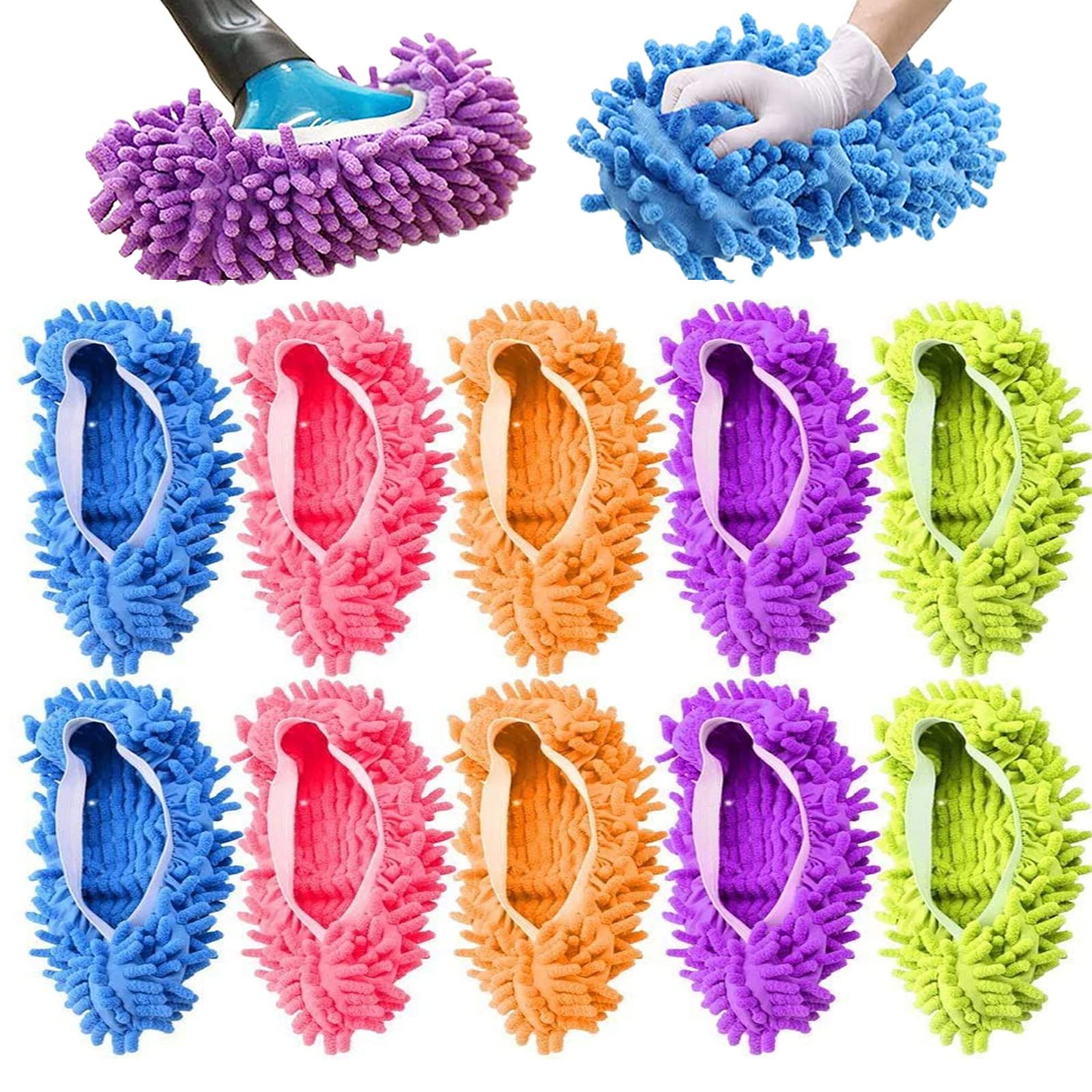 1 Pairs Microfiber Mop Slippers Shoes Reusable Dust Mops Washable Mop Slippers Multifunction Dust Mop Shoes Slippers Floor Cleaning Shoes Cover for Home Kitchen House Polishing Office Bathroom