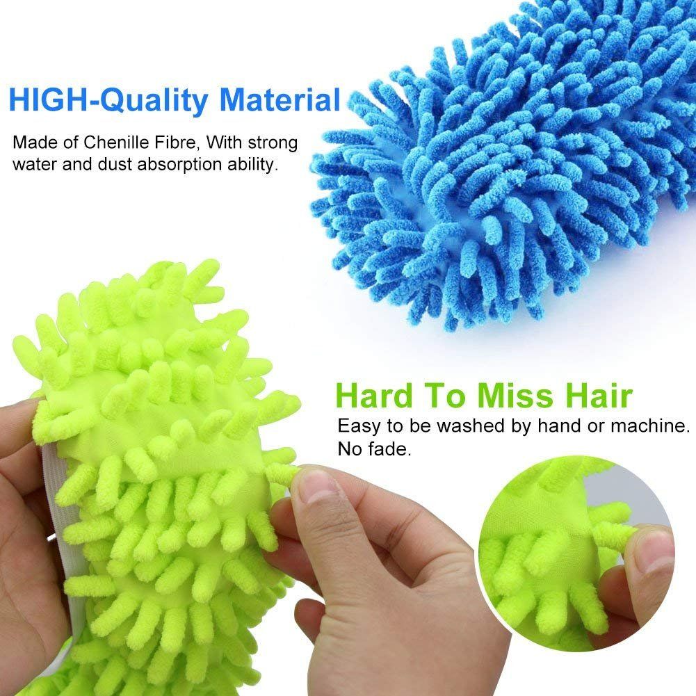 1 Pairs Microfiber Mop Slippers Shoes Reusable Dust Mops Washable Mop Slippers Multifunction Dust Mop Shoes Slippers Floor Cleaning Shoes Cover for Home Kitchen House Polishing Office Bathroom