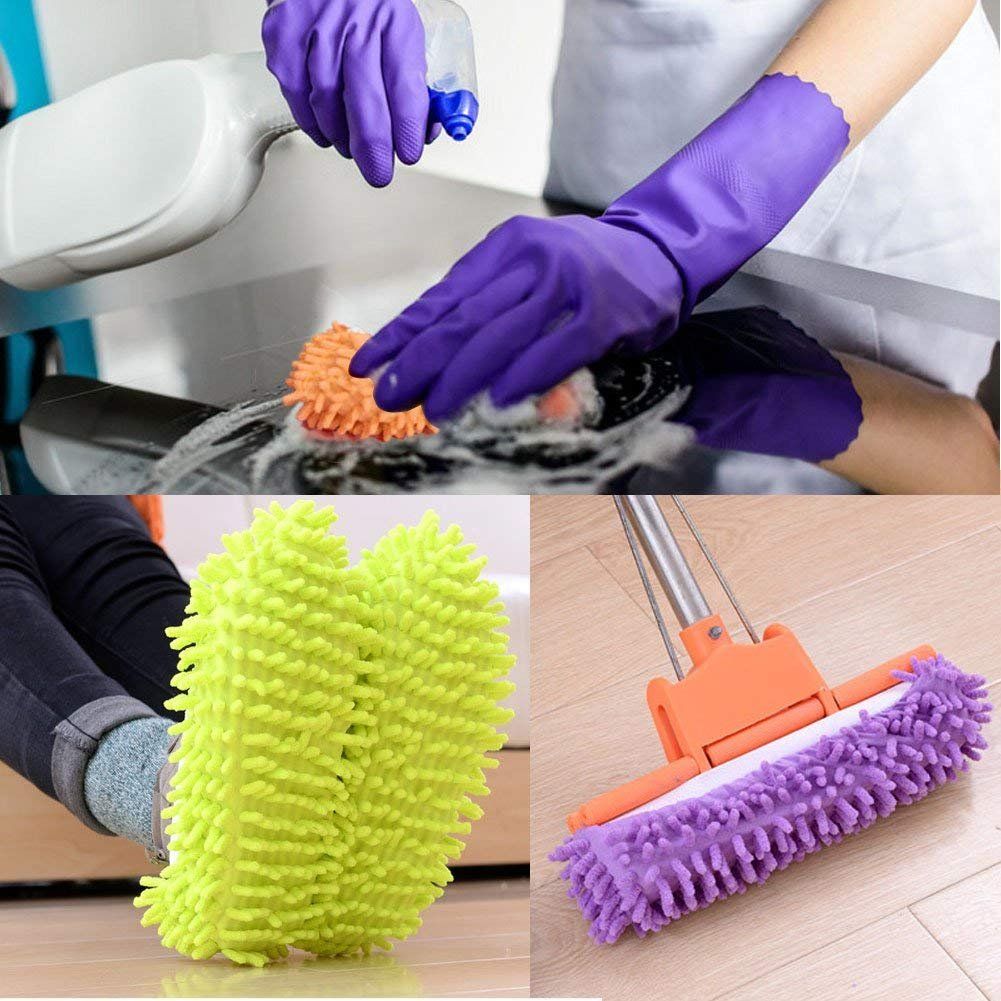 1 Pairs Microfiber Mop Slippers Shoes Reusable Dust Mops Washable Mop Slippers Multifunction Dust Mop Shoes Slippers Floor Cleaning Shoes Cover for Home Kitchen House Polishing Office Bathroom
