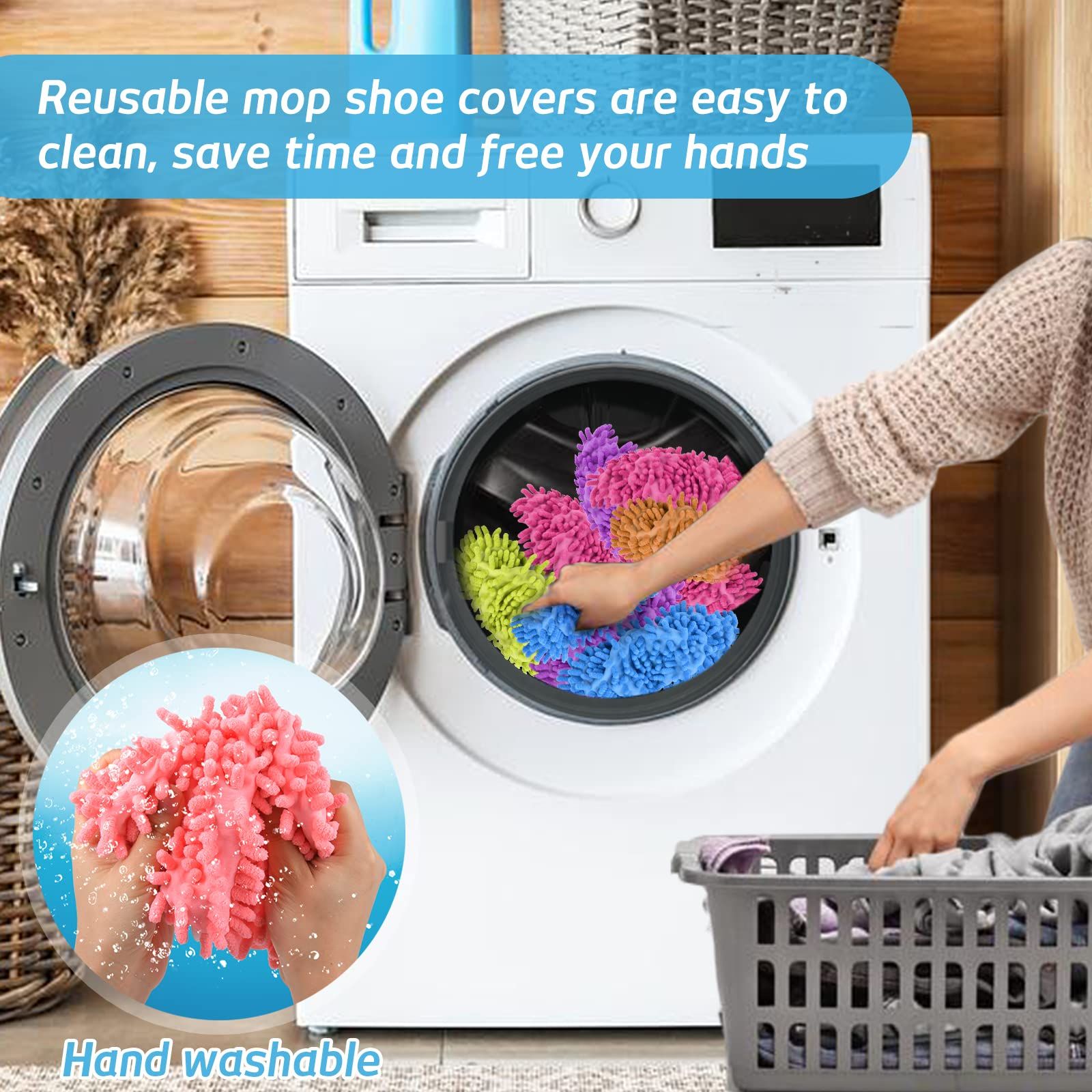 1 Pairs Microfiber Mop Slippers Shoes Reusable Dust Mops Washable Mop Slippers Multifunction Dust Mop Shoes Slippers Floor Cleaning Shoes Cover for Home Kitchen House Polishing Office Bathroom