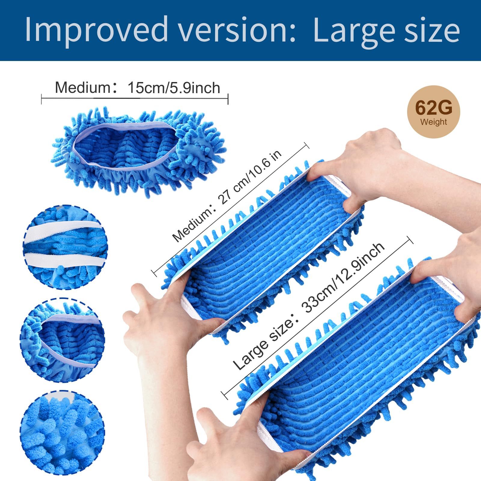 1 Pairs Microfiber Mop Slippers Shoes Reusable Dust Mops Washable Mop Slippers Multifunction Dust Mop Shoes Slippers Floor Cleaning Shoes Cover for Home Kitchen House Polishing Office Bathroom