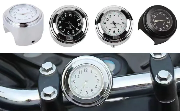 Bicycle, Motorcycle & Beach Scooter Handlebar Clock, Glow-in-the-dark, Waterproof, 2.2-2.54 cm (0.8-1 inch) Universal, Aluminum Alloy Design Detachable for Easy Installation