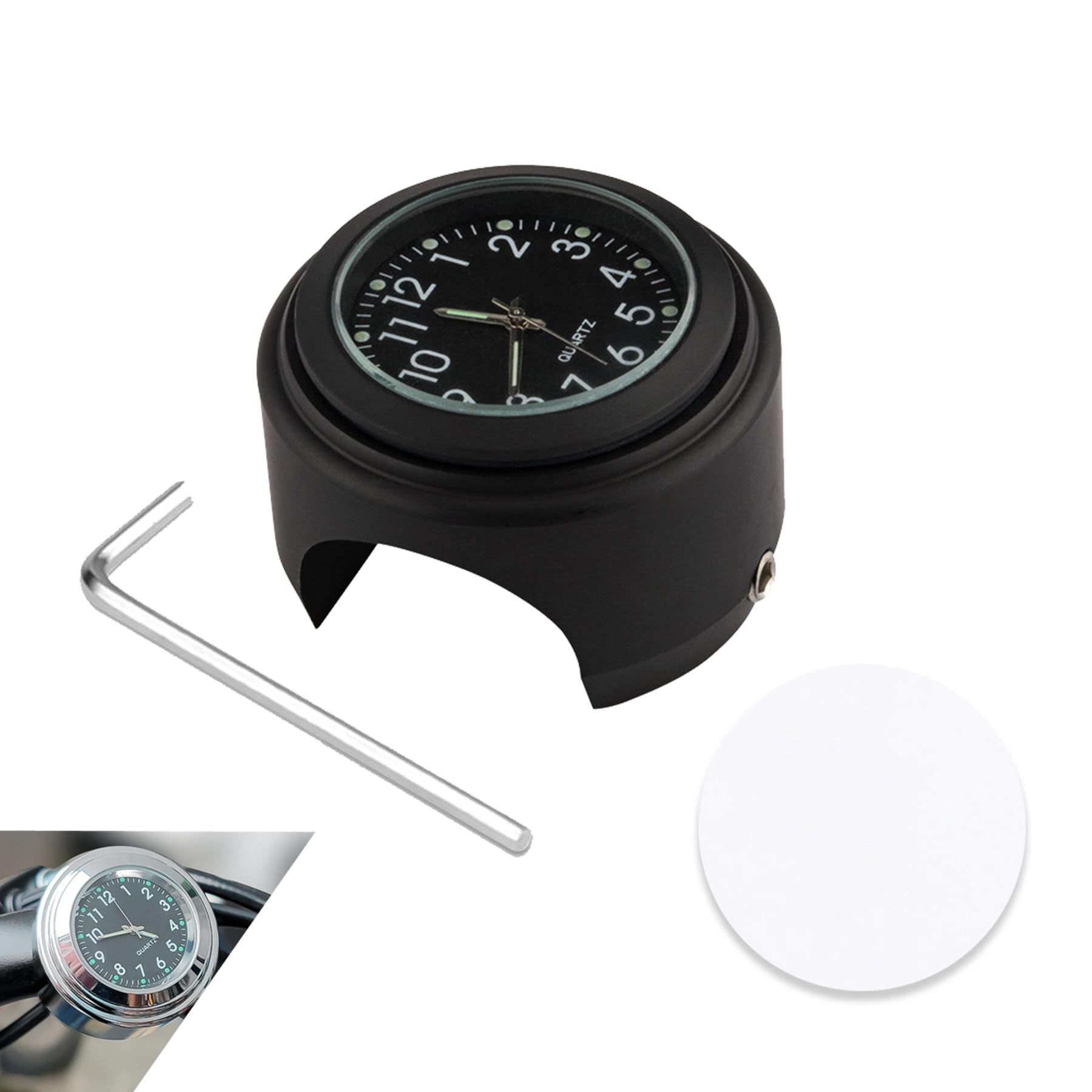 Bicycle, Motorcycle & Beach Scooter Handlebar Clock, Glow-in-the-dark, Waterproof, 2.2-2.54 cm (0.8-1 inch) Universal, Aluminum Alloy Design Detachable for Easy Installation