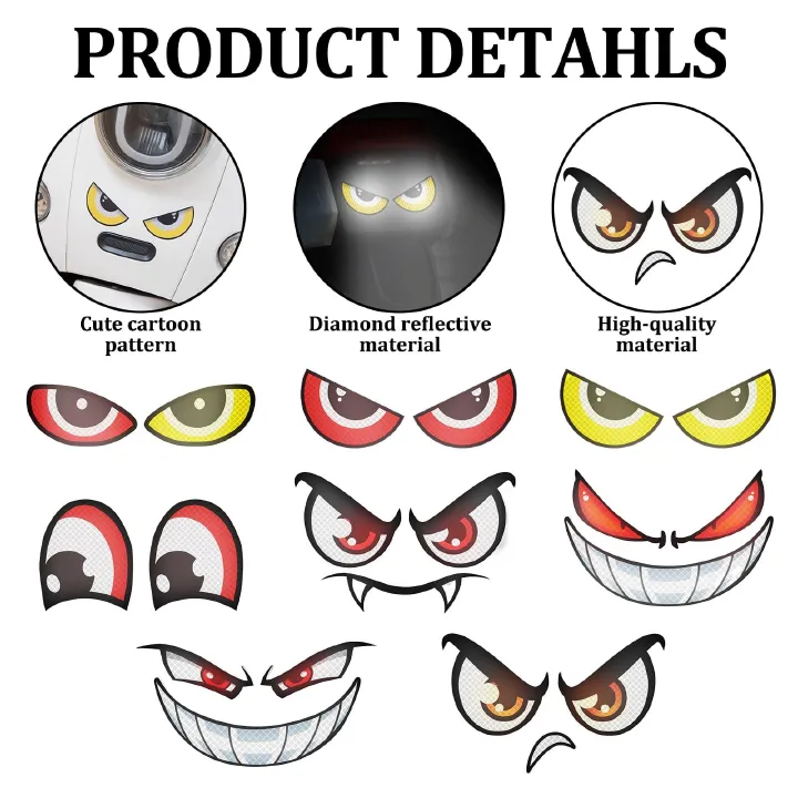 Reflective stickers with adhesive strips and waterproof stickers for Lawnmowers, Car Motorcycles, Helmets, Trash Bins and  Household Products