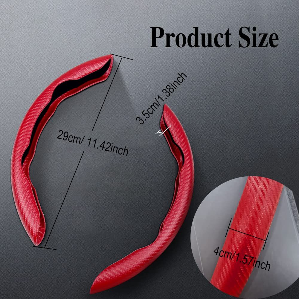 1 pair Universal Car Carbon Fiber Pattern Steering Wheel Cover for D-Shaped and Round Steering Wheel of 37-38 cm Protective Cover Anti Slip Auto Interior Accessories