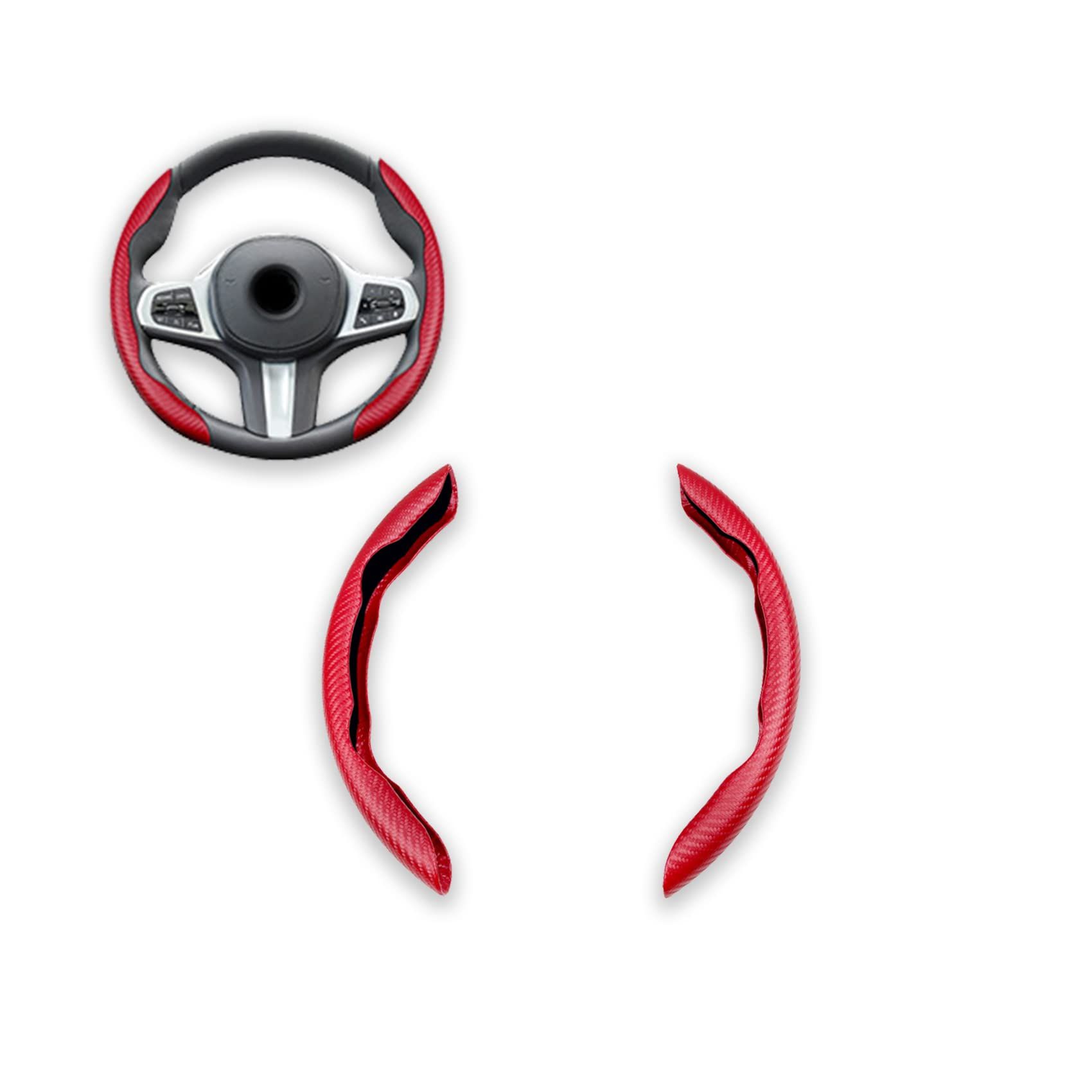 1 pair Universal Car Carbon Fiber Pattern Steering Wheel Cover for D-Shaped and Round Steering Wheel of 37-38 cm Protective Cover Anti Slip Auto Interior Accessories