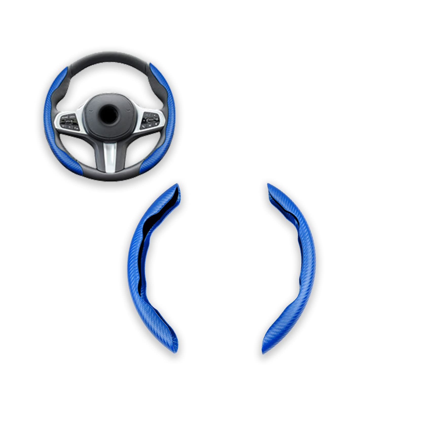 1 pair Universal Car Carbon Fiber Pattern Steering Wheel Cover for D-Shaped and Round Steering Wheel of 37-38 cm Protective Cover Anti Slip Auto Interior Accessories