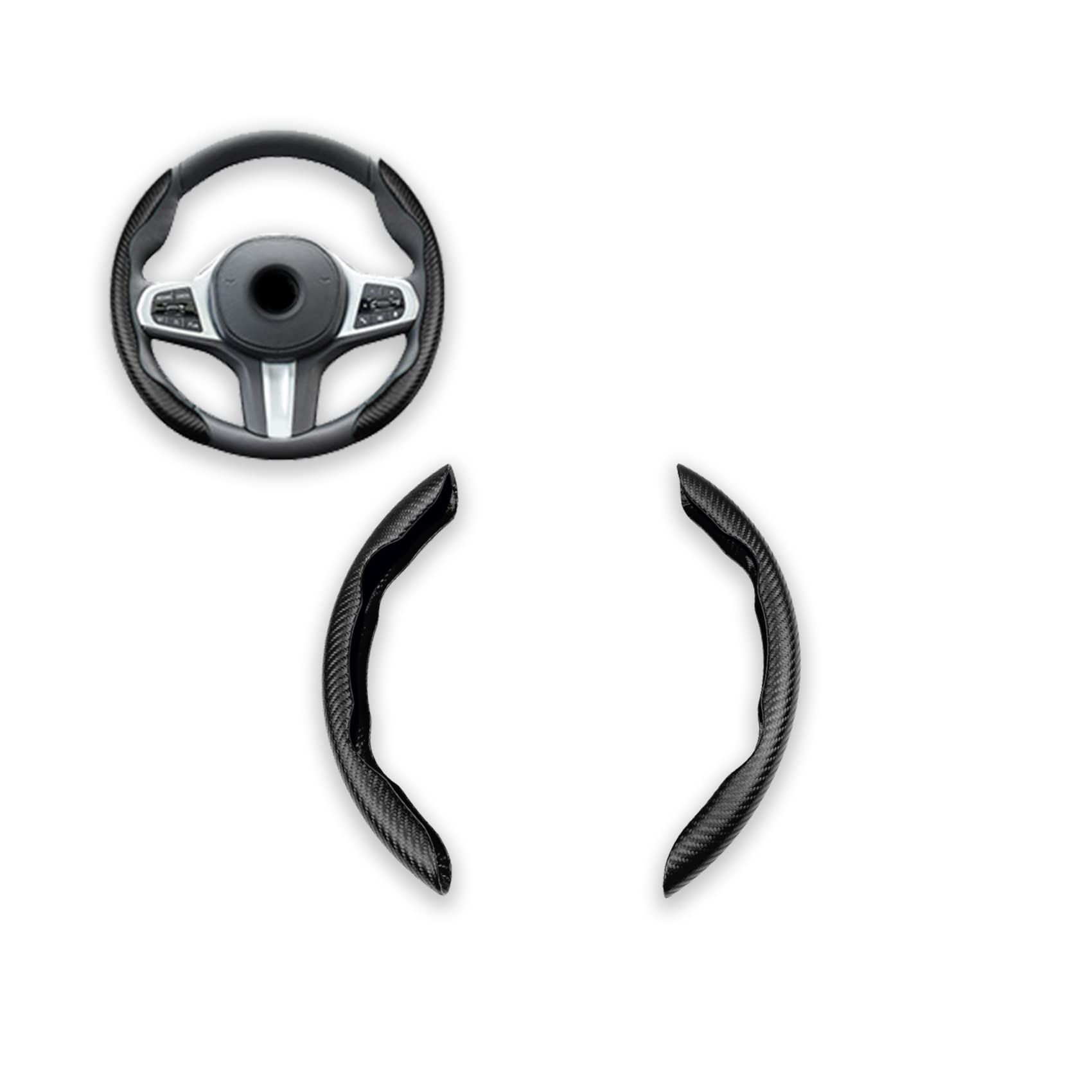 1 pair Universal Car Carbon Fiber Pattern Steering Wheel Cover for D-Shaped and Round Steering Wheel of 37-38 cm Protective Cover Anti Slip Auto Interior Accessories