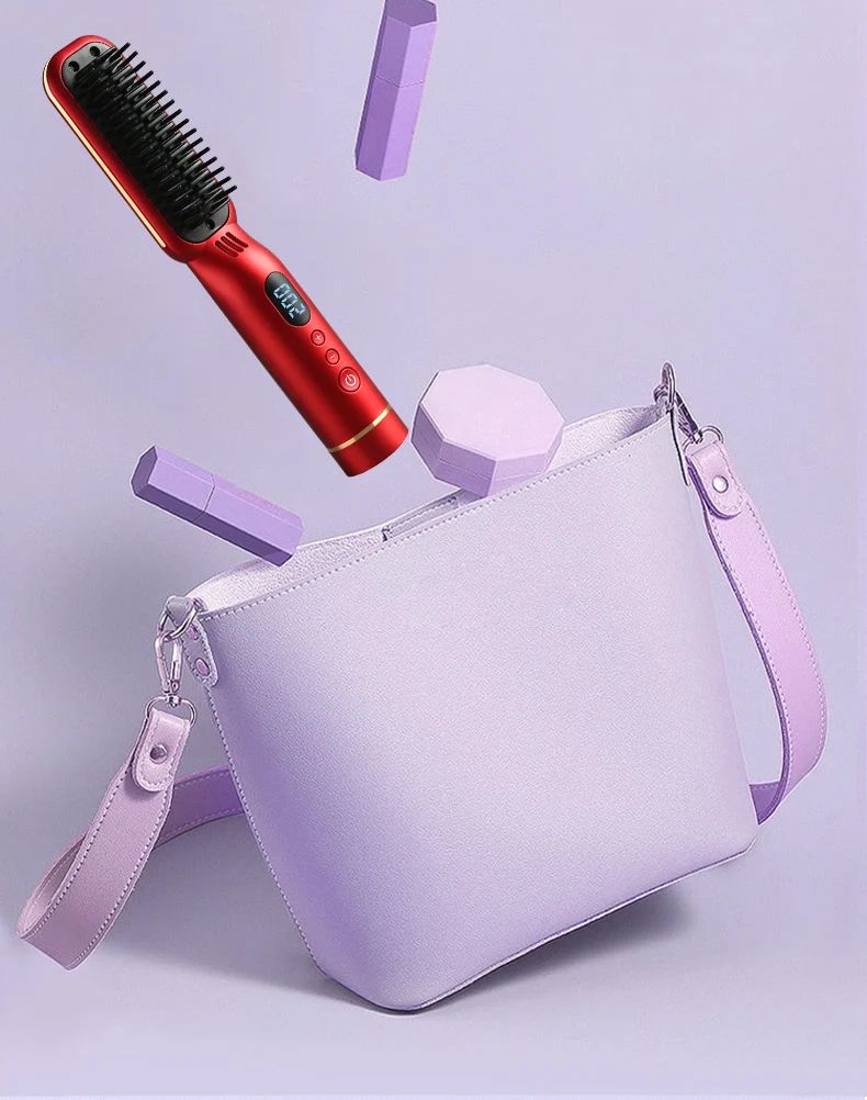 USB Charging Cordless Wet & Dry Digital Hair Straightening Comb Ceramic Coated Anti-Hot Temperature Control Hair Styling Comb Hair Care & Anti Scald Comb Portable Negative Ion Hair Comb