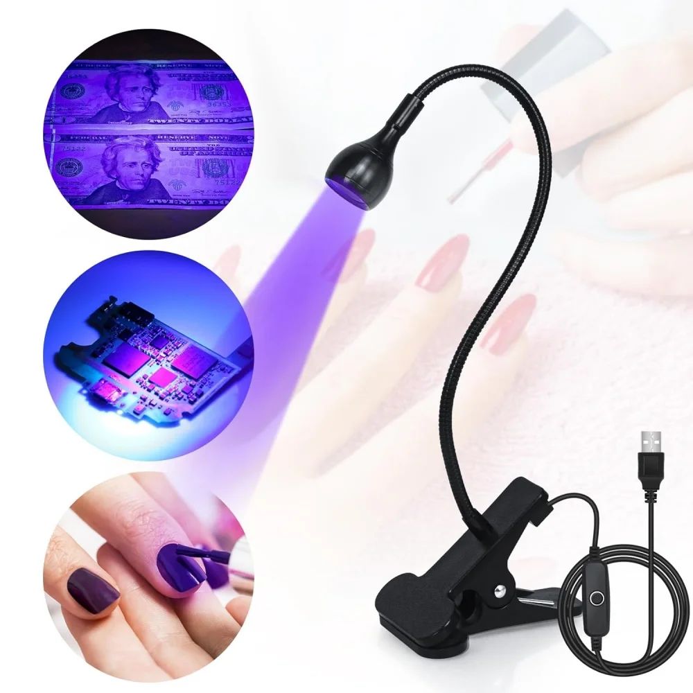 Nail Dryer Light UV Nail lamp 395nm Wavelength Clip-on Desk Mini USB For Gel Nails ongle Manicure Salon Tools  UV Lamp for Nails Rotatable Flash Cure Light for Salon Nail DIY Home Nail Art Equipment