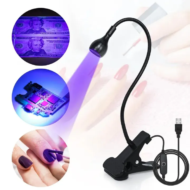 Nail Dryer Light UV Nail lamp 395nm Wavelength Clip-on Desk Mini USB For Gel Nails ongle Manicure Salon Tools  UV Lamp for Nails Rotatable Flash Cure Light for Salon Nail DIY Home Nail Art Equipment