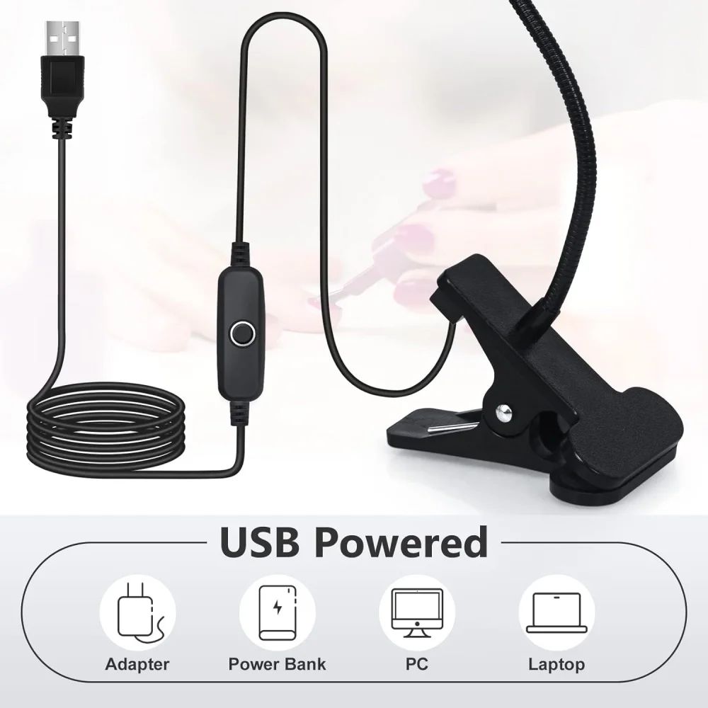 Nail Dryer Light UV Nail lamp 395nm Wavelength Clip-on Desk Mini USB For Gel Nails ongle Manicure Salon Tools  UV Lamp for Nails Rotatable Flash Cure Light for Salon Nail DIY Home Nail Art Equipment